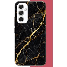 Aksesuarist Samsung Galaxy A54 Uyumlu Altın Diyagonal Baskılı Silikon Kılıf