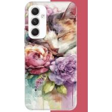 Aksesuarist Samsung Galaxy A54 Uyumlu Sulu Boya Kedi Baskılı Silikon Kılıf
