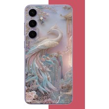 Aksesuarist Samsung Galaxy S24 Plus Uyumlu Kristal Kuğu Baskılı Silikon Kılıf