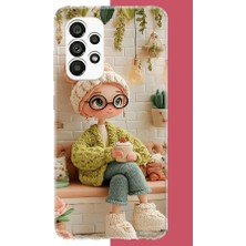 Aksesuarist Samsung Galaxy A23 Uyumlu Cafede Oturan Kız Baskılı Silikon Kılıf