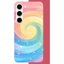 Aksesuarist Samsung Galaxy S23 Uyumlu Gökkuşağı Girdap Baskılı Silikon Kılıf