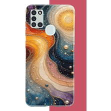 Aksesuarist Samsung Galaxy A21S Uyumlu Renkli Uzay Baskılı Silikon Kılıf