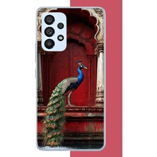 Aksesuarist Samsung Galaxy A53 Uyumlu Su Kenarındaki Tavus Kuşu Baskılı Silikon Kılıf