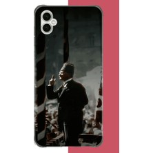 Aksesuarist Samsung Galaxy A04 Uyumlu Halka Seslenen Atatürk Baskılı Silikon Kılıf