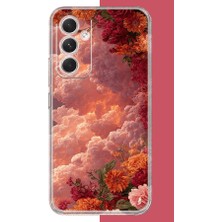 Aksesuarist Samsung Galaxy A17 Uyumlu Kırmızı Bulut ve Çiçekler Baskılı Silikon Kılıf