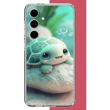 Aksesuarist Samsung Galaxy S24 Fe Uyumlu Sevimli Kaplumbağa Baskılı Silikon Kılıf