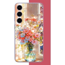 Aksesuarist Samsung Galaxy S24 Plus Uyumlu Vazodaki Çiçek Baskılı Silikon Kılıf