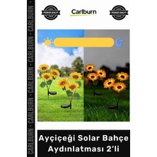 Carlburn Özel Üretim Güneş Enerjili Su Geçirmez Dekoratif Ayçiçeği Solar Bahçe Aydınlatması 2’li Paket