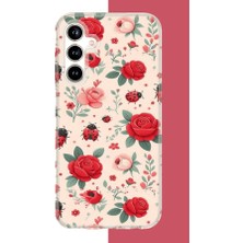 Aksesuarist Samsung Galaxy A35 Uyumlu Uğur Böcek ve Gül Baskılı Silikon Kılıf