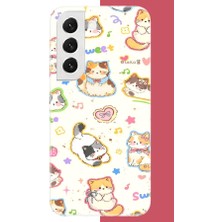 Aksesuarist Samsung Galaxy S22 Uyumlu Tatlı Kediler Baskılı Silikon Kılıf