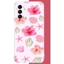 Aksesuarist Samsung Galaxy A04S Uyumlu Pembe Çiçek Baskılı Silikon Kılıf