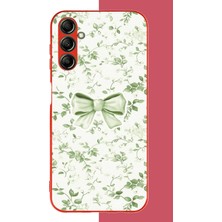Aksesuarist Samsung Galaxy A14 Uyumlu Yeşil Fiyonk Pattern Baskılı Silikon Kılıf