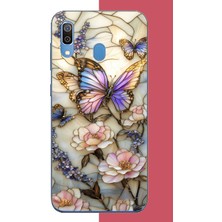Aksesuarist Samsung Galaxy A20-A30 Uyumlu Renkli Baskı Kelebek Baskılı Silikon Kılıf
