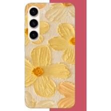 Aksesuarist Samsung Galaxy S23 Uyumlu Tuvaldeki Sarı Çiçek Baskılı Silikon Kılıf