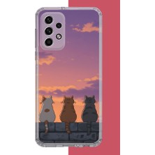 Aksesuarist Samsung Galaxy A32 Uyumlu Duvardaki Kediler Baskılı Silikon Kılıf
