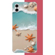 Aksesuarist Samsung Galaxy A04 Uyumlu Turuncu Deniz Yıldızı Baskılı Silikon Kılıf