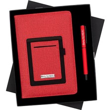 Hediye Rengi Isme Özel Kanguru Defter ve Roller Kalem Seti Tasarım Kutulu