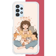 Aksesuarist Samsung Galaxy A13 Uyumlu Kawaii Yavru Kediler Baskılı Silikon Kılıf