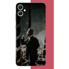 Aksesuarist Samsung Galaxy A05 Uyumlu Halka Seslenen Atatürk Baskılı Silikon Kılıf