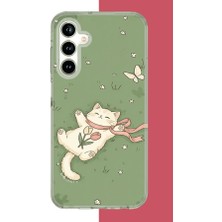 Aksesuarist Samsung Galaxy A35 Uyumlu Fularlı Kedi Baskılı Silikon Kılıf