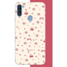 Aksesuarist Samsung Galaxy A11-M11 Uyumlu Kırmızı Kalpli Pattern Baskılı Silikon Kılıf