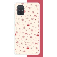 Aksesuarist Samsung Galaxy A71 Uyumlu Kırmızı Kalpli Pattern Baskılı Silikon Kılıf