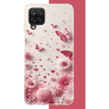 Aksesuarist Samsung Galaxy A22-M22-M32 Uyumlu Pembe Kelebek Baskılı Silikon Kılıf