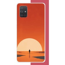 Aksesuarist Samsung Galaxy A71 Uyumlu Retro Güneş Batımı Baskılı Silikon Kılıf