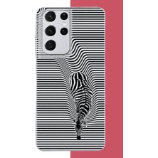 Aksesuarist Samsung Galaxy S21 Ultra Uyumlu Abstract Zebra Baskılı Silikon Kılıf