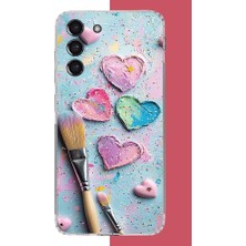 Aksesuarist Samsung Galaxy S21 Fe Uyumlu Renkli Tuval Baskılı Silikon Kılıf