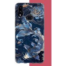 Aksesuarist Samsung Galaxy A10S Uyumlu Mavi Yüzen Balık Baskılı Silikon Kılıf