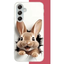 Aksesuarist Samsung Galaxy A34 Uyumlu Mutlu Tavşan Baskılı Silikon Kılıf