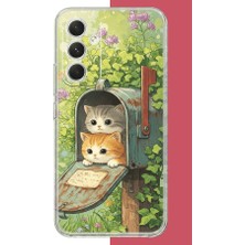 Aksesuarist Samsung Galaxy A17 Uyumlu Posta Kutusundaki Kedi Baskılı Silikon Kılıf