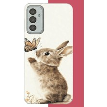 Aksesuarist Samsung Galaxy M13-M23 Uyumlu Kelebekli Tavşan Baskılı Silikon Kılıf