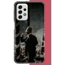 Aksesuarist Samsung Galaxy A73 Uyumlu Halka Seslenen Atatürk Baskılı Silikon Kılıf