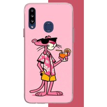 Aksesuarist Samsung Galaxy A20S Uyumlu Pembe Panter 1 Baskılı Silikon Kılıf