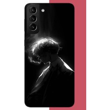 Aksesuarist Samsung Galaxy S21 Plus Uyumlu Karanlıktaki Anime Karakteri Baskılı Silikon Kılıf