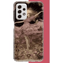 Aksesuarist Samsung Galaxy A73 Uyumlu Pembe Elbiseli Kadın Baskılı Silikon Kılıf