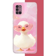 Aksesuarist Samsung Galaxy A31 Uyumlu Gözlüklü Yavru Ördek Baskılı Silikon Kılıf