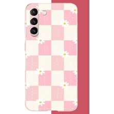 Aksesuarist Samsung Galaxy S21 Uyumlu Papatyalı Grid Baskılı Silikon Kılıf