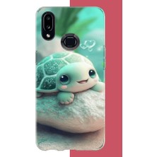 Aksesuarist Samsung Galaxy A10S Uyumlu Sevimli Kaplumbağa Baskılı Silikon Kılıf