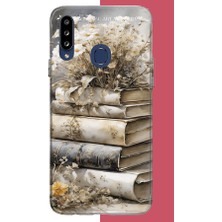 Aksesuarist Samsung Galaxy A20S Uyumlu Papatyalı Kitap Baskılı Silikon Kılıf