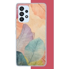 Aksesuarist Samsung Galaxy A53 Uyumlu Renkli Yaprak Baskılı Silikon Kılıf