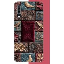 Aksesuarist Samsung Galaxy A70 Uyumlu Kumaş Blok Baskılı Silikon Kılıf