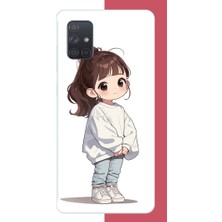 Aksesuarist Samsung Galaxy A71 Uyumlu Kawaii Beyaz Sweatshirt Kız Baskılı Silikon Kılıf