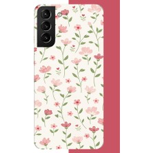 Aksesuarist Samsung Galaxy S21 Plus Uyumlu Pembe Çiçekli Pattern1 Baskılı Silikon Kılıf