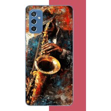 Aksesuarist Samsung Galaxy M52 Uyumlu Renkli Tenor Saksafon Baskılı Silikon Kılıf