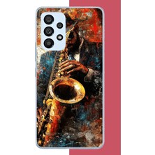 Aksesuarist Samsung Galaxy A53 Uyumlu Renkli Tenor Saksafon Baskılı Silikon Kılıf