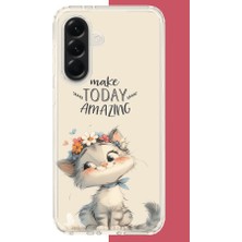 Aksesuarist Samsung Galaxy A16 Uyumlu Çiçek Taçlı Kedi Baskılı Silikon Kılıf