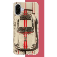 Aksesuarist Samsung Galaxy A07 Uyumlu Kırmızı Çizgili Porsche Baskılı Silikon Kılıf